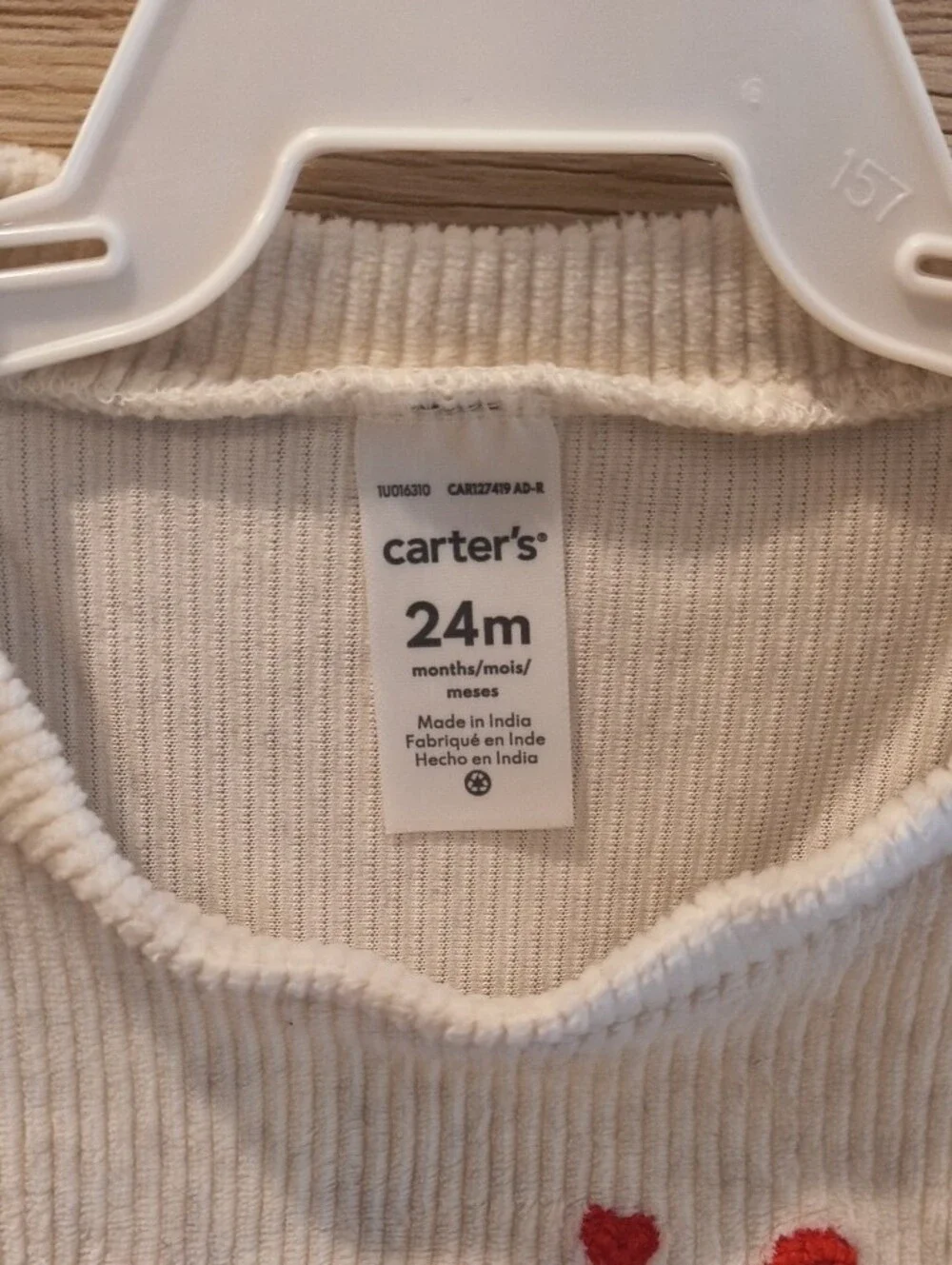 Carter's Cream Ribbed Long-Sleeve Top with Red 'Cupid Crew' Script